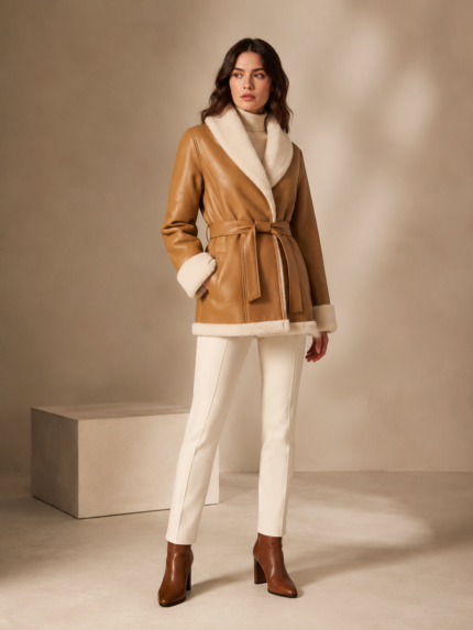 Thornbury Sherpa-Lined Leather Coat